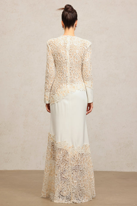 Mariah White Lace Embroidered Maxi Dress