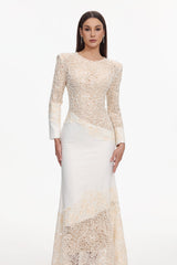 Mariah White Lace Maxi Dress for Formal Occasions