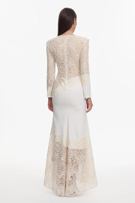 Mariah White Lace Maxi Dress for Formal Occasions