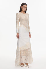 Mariah White Lace Maxi Dress for Formal Occasions