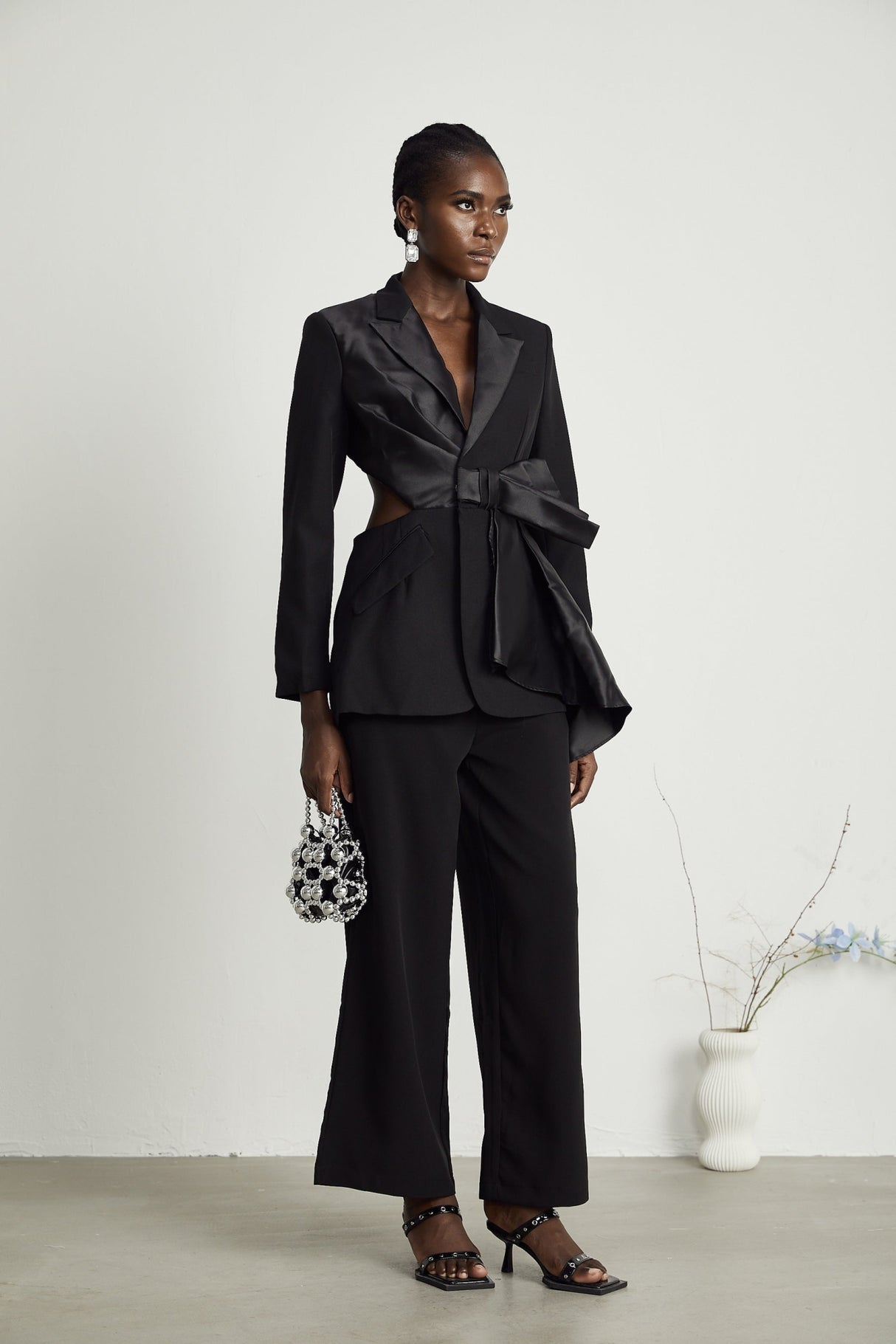 Mariangela Blazer Mariangela Oversize Bow Tie Black Blazer