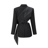 Mariangela Blazer Mariangela Oversize Bow Tie Black Blazer
