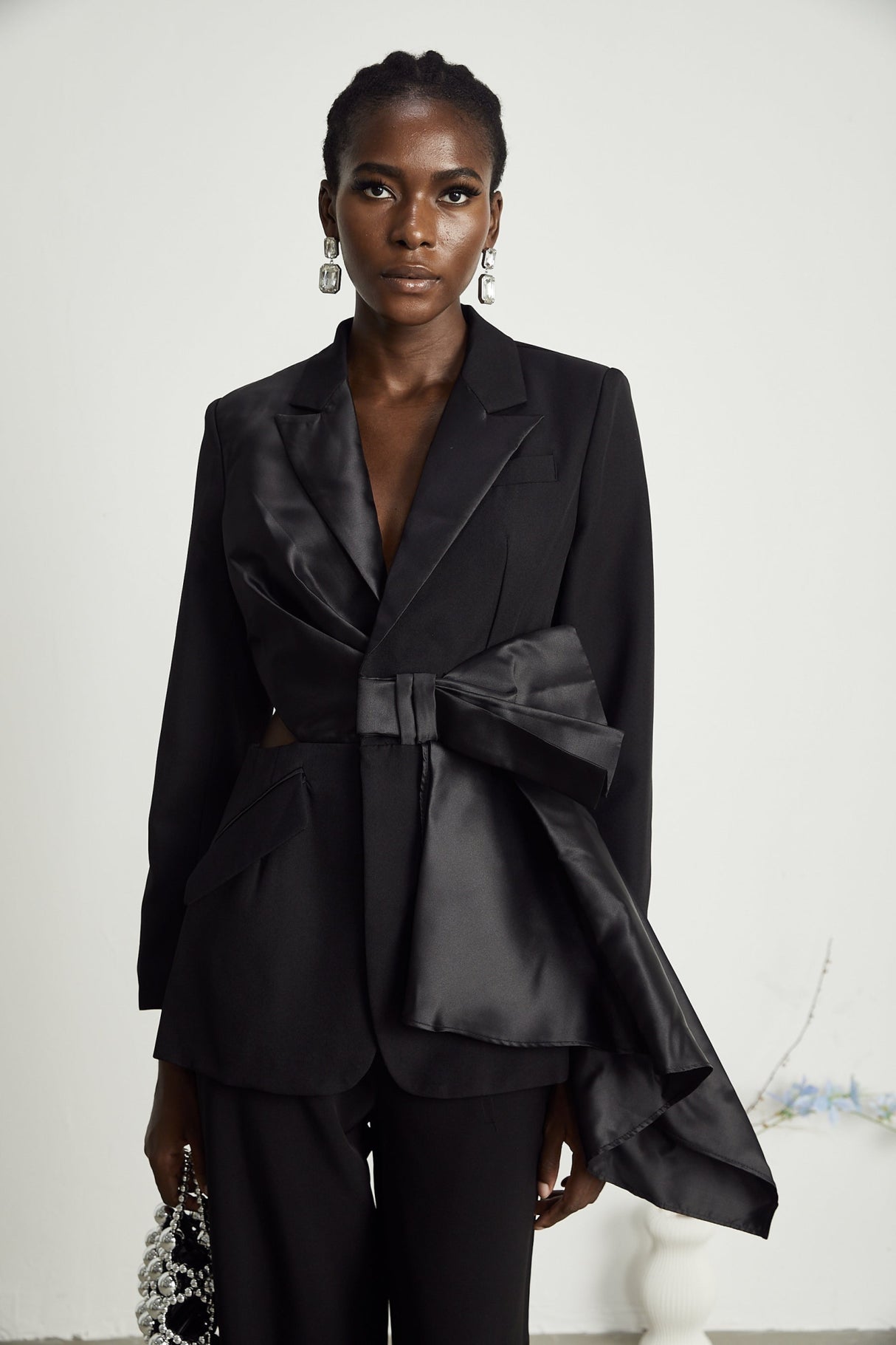 Mariangela Blazer Mariangela Oversize Bow Tie Black Blazer