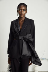 Mariangela Blazer Mariangela Oversize Bow Tie Black Blazer