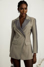 Mariangela Blazer Mariangela Panelled Pinstripe Peak Lapel Grey
