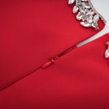 Mariangela Mini Dress Red Crystal Pleated Thigh Length