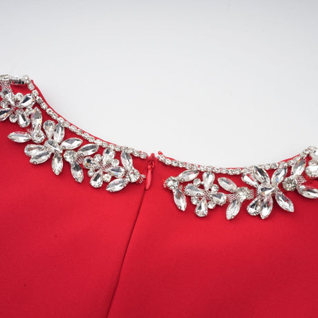 Mariangela Mini Dress Red Crystal Pleated Thigh Length