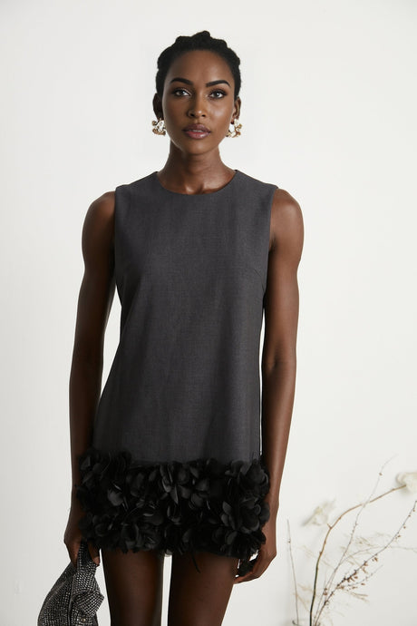 Marianne petaltrim wool mini dress