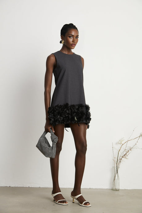 Marianne petaltrim wool mini dress