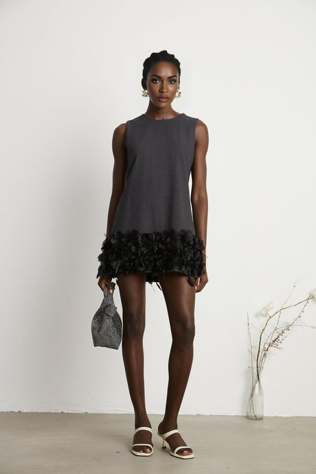 Marianne petaltrim wool mini dress