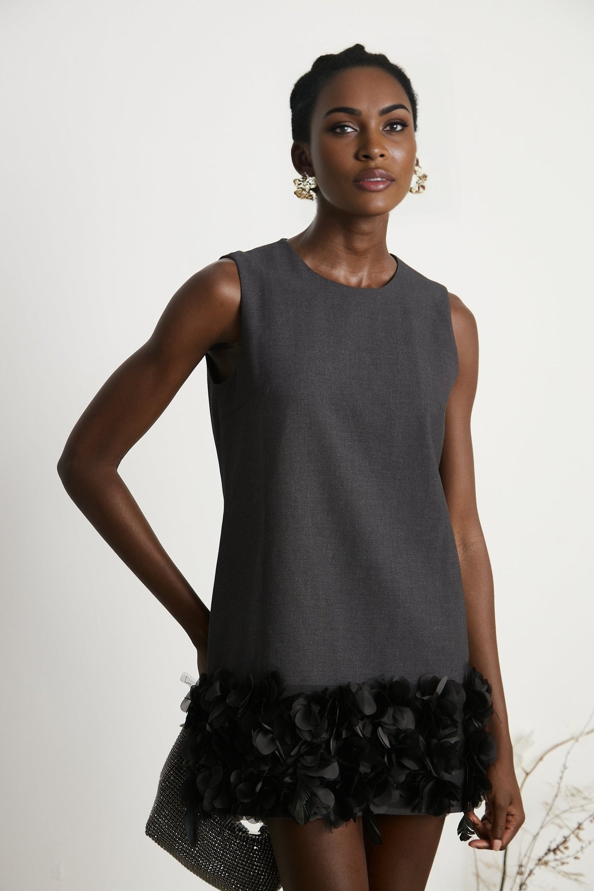Marianne petaltrim wool mini dress