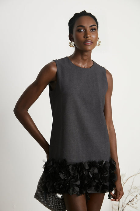 Marianne petaltrim wool mini dress