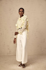 Mariarosa Blouse Light Yellow 3D Petal Cropped