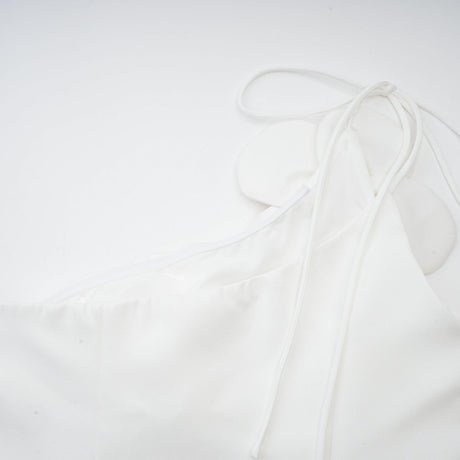 Mariarosa Mini Dress Mariarosa White Faux Flower Tie Side Zip