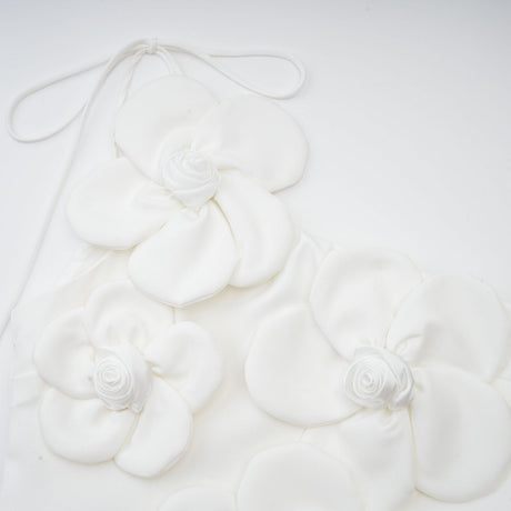 Mariarosa Mini Dress Mariarosa White Faux Flower Tie Side Zip