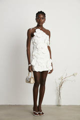 Mariarosa Mini Dress Mariarosa White Faux Flower Tie Side Zip