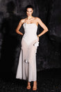 Mariateresa White Maxi Dress with Strapless Silhouette and High Slit