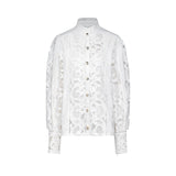 Marie lacefloral embellished shirt  skirt matching set