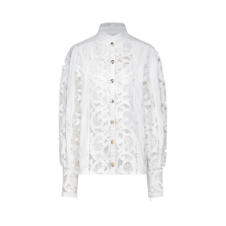 Marie lacefloral embellished shirt  skirt matching set