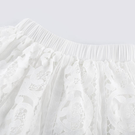 Marie lacefloral embellished shirt  skirt matching set