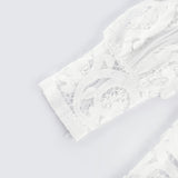 Marie lacefloral embellished shirt  skirt matching set