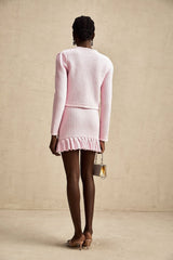 Mariella Jacket & Skirt Mariella Pink Waffle Knit Crystal Embellished
