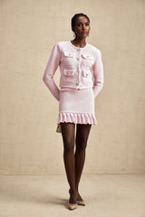 Mariella Jacket & Skirt Mariella Pink Waffle Knit Crystal Embellished