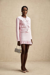 Mariella Jacket & Skirt Mariella Pink Waffle Knit Crystal Embellished