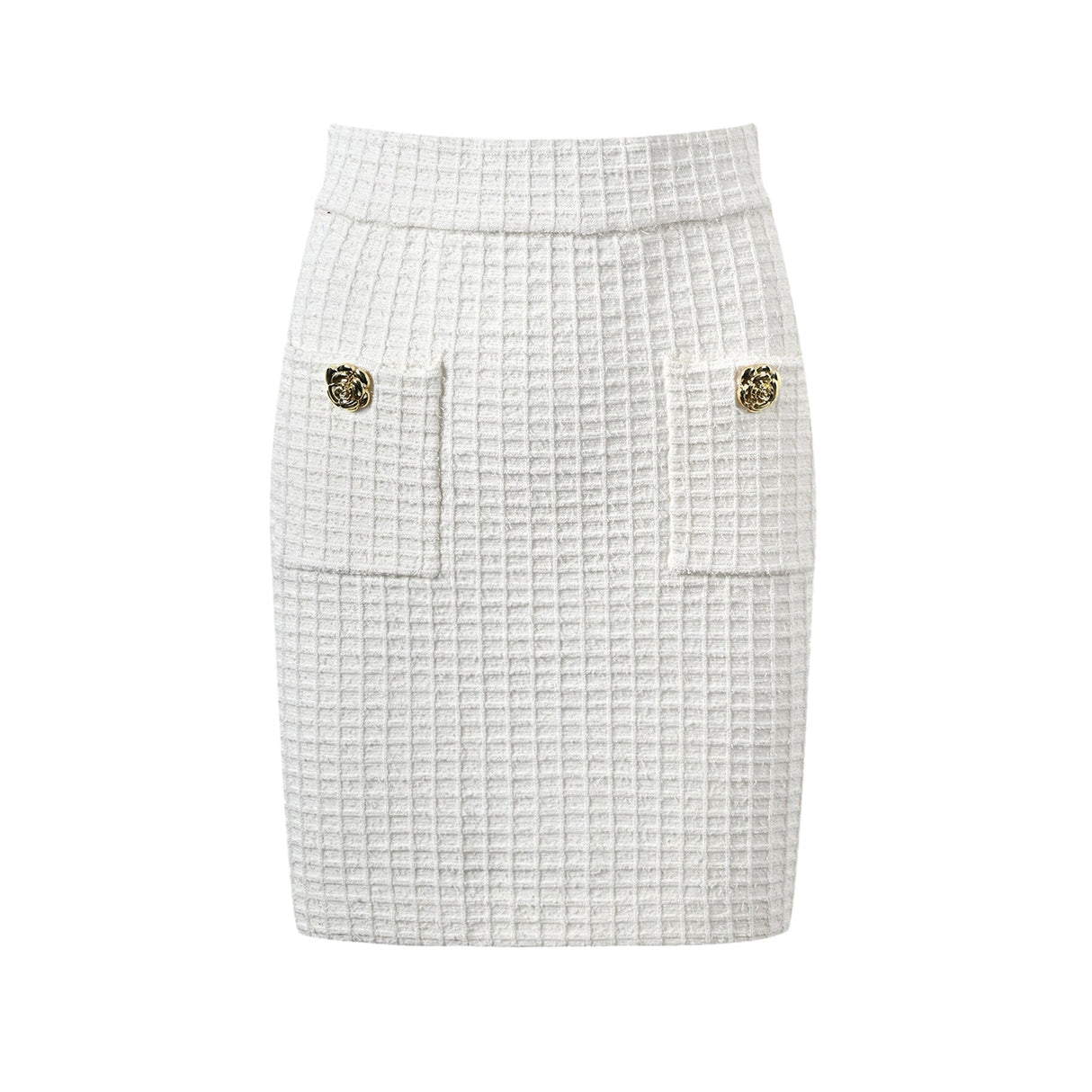 Mariella Jacket & Skirt White Waffle Knit Set