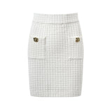 Mariella Jacket & Skirt White Waffle Knit Set