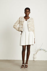 Marina Bouclé Tweed Jacket with Sequin Embellishment