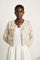 Marina Bouclé Tweed Jacket with Sequin Embellishment