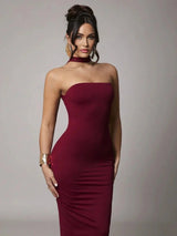 Marina Maxi Dress - Slim Fit - Refined Style - Sleeveless - Neckline Halter - Hem Shaped Pencil - Waist Line Natural