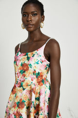 Marina Mini Dress Floral ALine Square Neck Chic