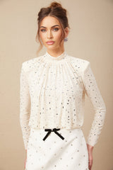 Mariolina Blouse Mariolina Crystal Embellished Pleated