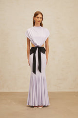 Mariolina Maxi Dress - Cap Sleeves - Cut - Out Design - Open Back detail