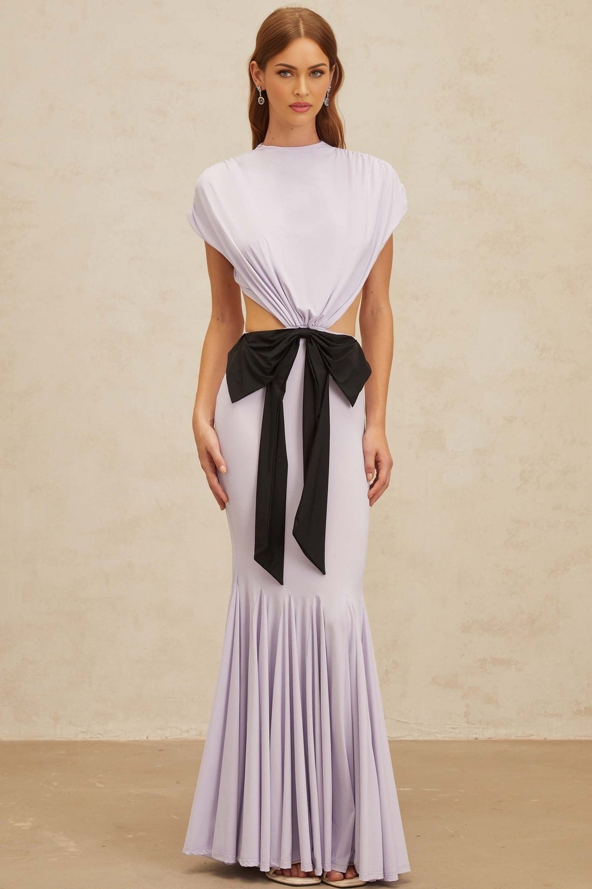 Mariolina Maxi Dress - Cap Sleeves - Cut - Out Design - Open Back detail