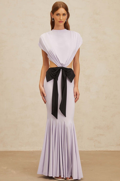 Mariolina Maxi Dress - Cap Sleeves - Cut - Out Design - Open Back detail
