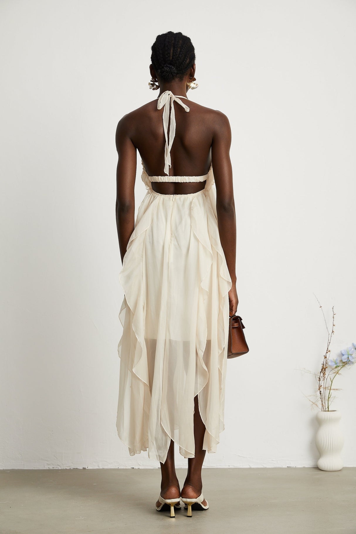 Mariuccia Halter Neck A - Line Midi Dress