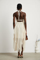 Mariuccia Halter Neck A - Line Midi Dress