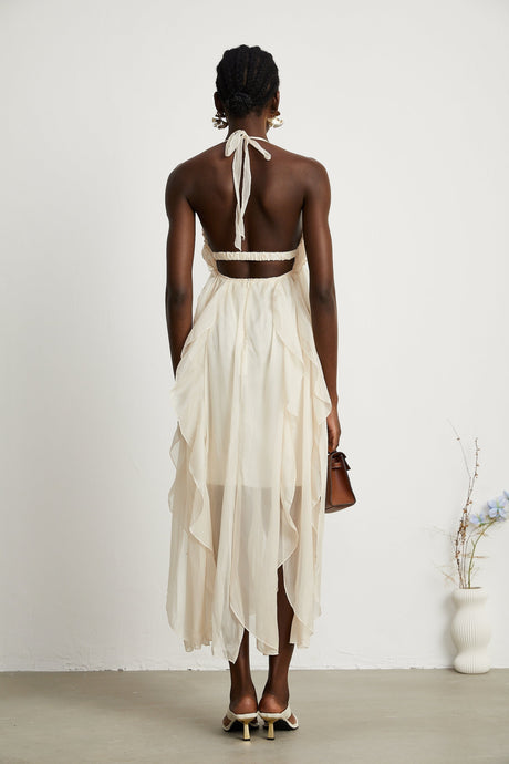 Mariuccia Halter Neck A - Line Midi Dress