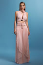 Mariuccia Pink Halter Neckline Flower Detail Dress for Women