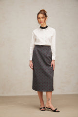 Mariuccia Shirt Mariuccia Color Blocked Crystal Embellished White