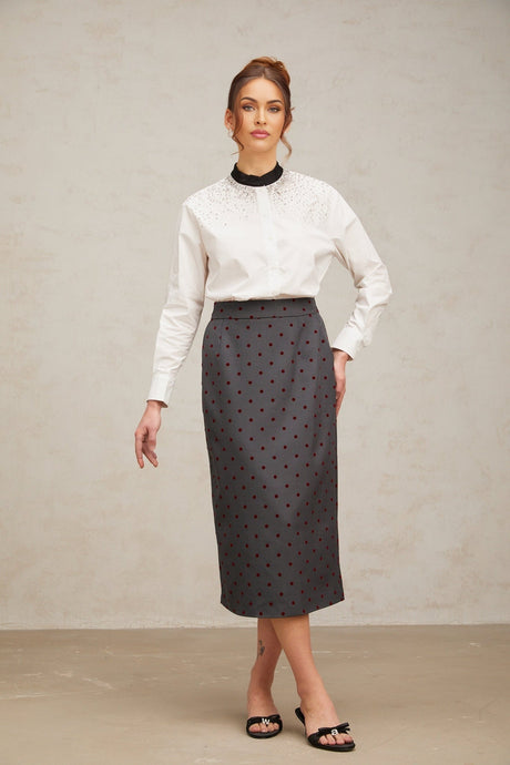 Mariuccia Shirt Mariuccia Color Blocked Crystal Embellished White