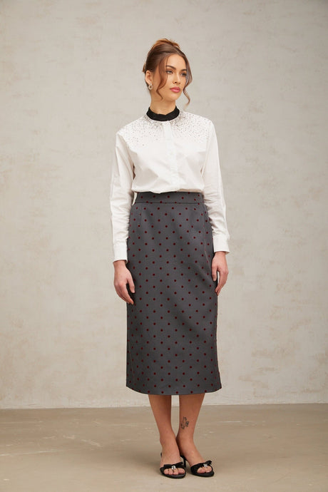 Mariuccia Shirt Mariuccia Color Blocked Crystal Embellished White