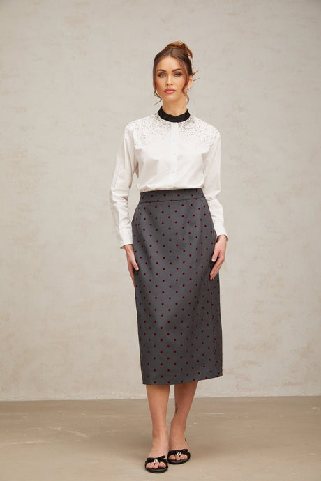 Mariuccia Shirt Mariuccia Color Blocked Crystal Embellished White