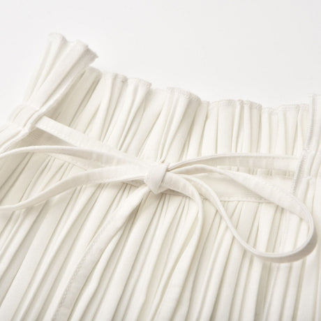 Mariuccia Skirt & Top Set White Pleated Open Back & Slit