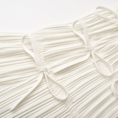 Mariuccia Skirt & Top Set White Pleated Open Back & Slit