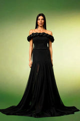 Marley Black Polka Dot Off-the-Shoulder Dress