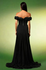 Marley Black Polka Dot Off-the-Shoulder Dress